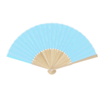 Leque com varetas de bambu e tecido de poliéster colorido cor azul-claro primeira vista