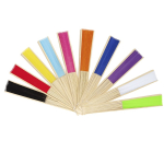 Leque com varetas de bambu e tecido de poliéster colorido terceira vista