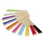 Leque com varetas de bambu e tecido de poliéster colorido quarta vista