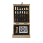 Conjunto de jogos de bambu com tabuleiro de xadrez e estojo cor natural primeira vista