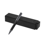 Caneta premium metálica giratória e recarregável, tinta azul cor preto primeira vista