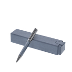 Caneta premium metálica giratória e recarregável, tinta azul vista principal