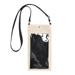 Bolsa tiracolo de pele sintética com ecrã transparente e uso táctil cor natural primeira vista