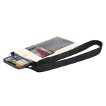 Bolsa tiracolo de pele sintética com ecrã transparente e uso táctil quinta vista