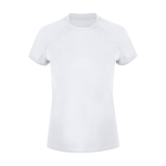 T-shirt técnica de poliéster raglan, manga curta para mulher 135 g/m² cor branco primeira vista