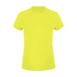T-shirt técnica de poliéster raglan, manga curta para mulher 135 g/m² cor amarelo fluorescente primeira vista