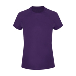 T-shirt técnica de poliéster raglan, manga curta para mulher 135 g/m² cor roxo primeira vista