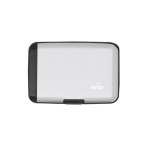 Porta-cartões 2 em 1 com powerbank de alumínio e proteção RFID cor prateado primeira vista