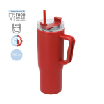 Caneca térmica de plástico reciclado e asa de transporte 900 ml