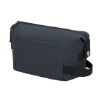 Nécessaire de pele sintética com fecho de correr e asa lateral cor azul-marinho primeira vista