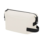 Nécessaire de pele sintética com fecho de correr e asa lateral cor natural primeira vista