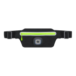 Bolsa de cintura desportiva, poliéster, lanterna frontal recarregável cor preto primeira vista