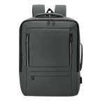 Mochila extensível, couro sintético, para portátil com entrada USB 15” cor cinzento-escuro primeira vista