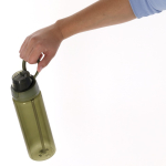 Garrafa translúcida com sistema de bebida duplo e pega dobrável sexta vista