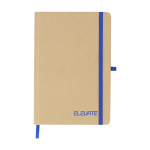 Caderno de cartão reciclado de capa dura, folhas pautadas A5 cor azul primeira vista