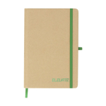 Caderno de cartão reciclado de capa dura, folhas pautadas A5 cor verde primeira vista