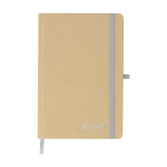 Caderno de cartão reciclado de capa dura, folhas pautadas A5 cor prateado primeira vista