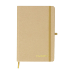 Caderno de cartão reciclado de capa dura, folhas pautadas A5 cor dourado primeira vista