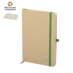 Caderno de cartão reciclado de capa dura, folhas pautadas A5