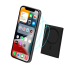 Porta-cartões de pele sintética reciclada, fixação e fecho magnético terceira vista