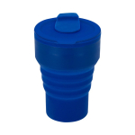 Copo dobrável de silicone com tampa e bocal deslizante 350 ml cor azul primeira vista