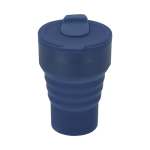 Copo dobrável de silicone com tampa e bocal deslizante 350 ml cor azul-marinho primeira vista