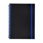 Caderno de argolas e fecho elástico colorido, folhas pautadas A5 cor azul primeira vista