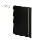 Caderno de argolas e fecho elástico colorido, folhas pautadas A5