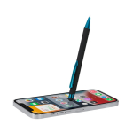 Caneta de alumínio reciclado, ponteira de botão, tinta azul quarta vista