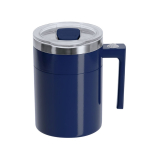 Caneca misturadora de aço inoxidável com tampa deslizante 400 ml cor azul-marinho primeira vista