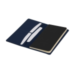 Caderno de capa dura e bolso no interior, folhas pautadas A5 segunda vista