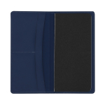 Caderno de capa dura e bolso no interior, folhas pautadas A5 quarta vista