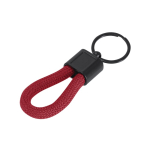 Porta-chaves com cordão de poliéster e placa metalizada para gravar segunda vista