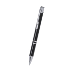 Caneta de botão de alumínio com detalhes prateados, tinta preta segunda vista