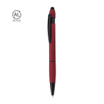 Caneta ponteira, alumínio reciclado acabamento de borracha, tinta azul