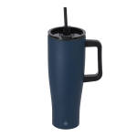 Caneca térmica de aço inoxidável com sistema de bebida duplo 1,2 L cor azul-marinho primeira vista