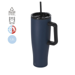 Caneca térmica de aço inoxidável com sistema de bebida duplo 1,2 L