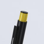 Caneta de alumínio reciclado com pega texturizada, tinta azul terceira vista