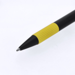 Caneta de alumínio reciclado com pega texturizada, tinta azul quarta vista