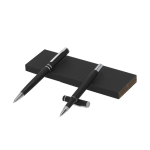 Conjunto de caneta elegante e roller de alumínio reciclado, tinta azul segunda vista