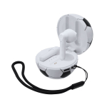 Auriculares em estojo com forma de bola com pega de transporte segunda vista