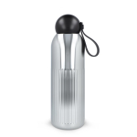 Garrafa antigotas de aço reciclado de riscas verticais 500 ml cor prateado brilhante