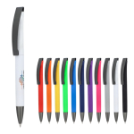 Caneta giratória de plástico com acabamento suave e tinta azul