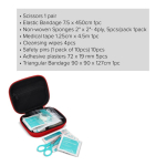 Kit de primeiros socorros em estojo de borracha suave com norma UE cor vermelho quinta vista