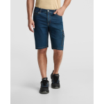 Bermuda de ganga unissexo em algodão com bolsos multiusos 370 g/m² Roly cor azul ganga primeira vista de uso