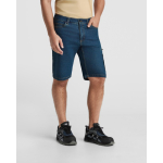 Bermuda de ganga unissexo em algodão com bolsos multiusos 370 g/m² Roly cor azul ganga terceira vista de uso