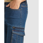 Bermuda de ganga unissexo em algodão com bolsos multiusos 370 g/m² Roly cor azul ganga vista detalhe 1