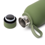 Garrafa térmica em aço inox reciclado com pega em silicone macio 500 ml cor branco vista detalhe 1