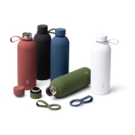 Garrafa térmica em aço inox reciclado com pega em silicone macio 500 ml cor branco vista detalhe 3