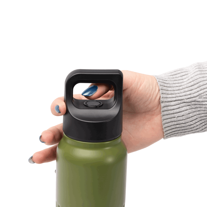 Garrafa de aço inoxidável reciclado com tampa de abertura por botão 500ml cor branco